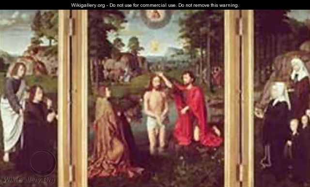 Jean de Trompes Triptych with the Baptism of Christ in the Central Panel and Patrons - Gerard David