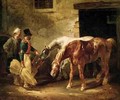 Two Post Horses at the Door of a Stable - Theodore Gericault