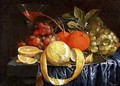 Still Life of Grapes Oranges and a Peeled Lemon - Jan Pauwel Gillemans The Elder