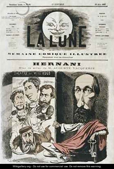 Caricature of Hernani written by Victor Hugo and directed by Auguste Vacquerie - Andre Gill