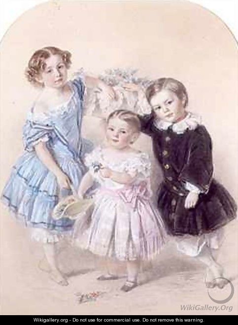 Portrait of three young children - Josiah Gilbert
