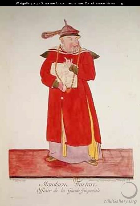 A Tartar Mandarin of the Imperial Guard from Estat Present de la Chine - Pierre Giffart