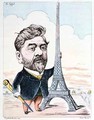 Gustave Eiffel 1832-1923 with his best known construction the Eiffel Tower - Charles Gilbert-Martin