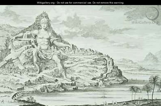 The Colossus of Mount Athos Macedonia - (after) Fischer von Erlach, Johann Bernhard