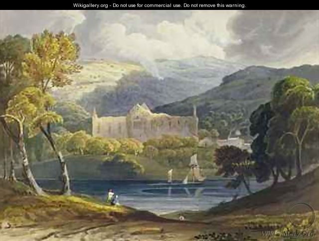 North View of Tintern Abbey from Picturesque Illustrations of the River Wye - Anthony Vandyke Copley Fielding