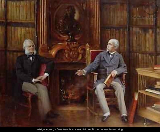 Henri of Orleans 1822-97 Duke of Aumale and Alfred Cuvillier Fleury 1802-87 his Secretary in the Cabinet des Livres at Chantilly - Gabriel Joseph Marie Augustin Ferrier