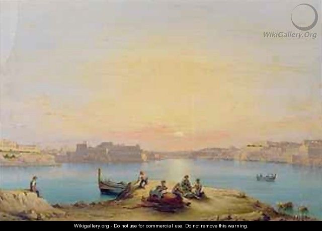 Valetta Harbour at Sunset - Henry Charles Ferro