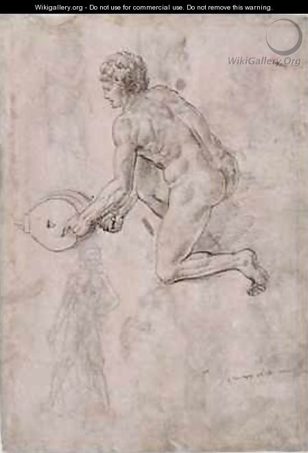 Sheet of studies with a kneeling man holding bellows - Francesco di Simone da Fiesole Ferrucci
