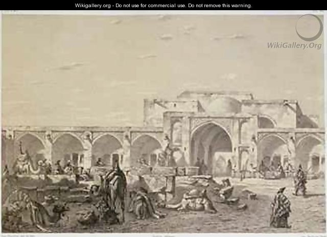 Caravanserai on the road from Isfahan to Shiraz - Eugene Napoleon Flandin