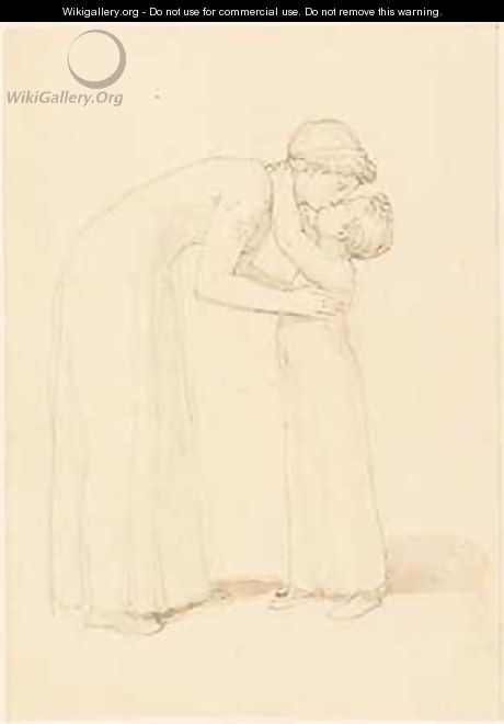 A Woman Bends Down to Kiss a Child - John Flaxman