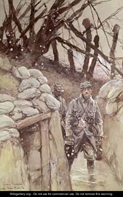 Infantrymen in a Trench - Francois Flameng