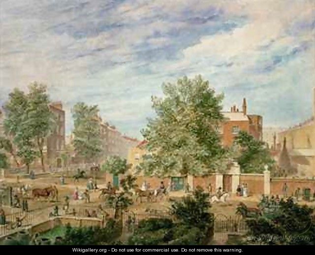 Marylebone Road at the Junction with Lisson Grove Showing the Philological School in Summer - T. Paul Fisher