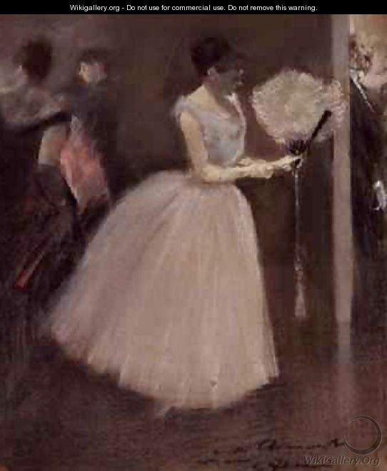 Woman in White with a Fan - Jean-Louis Forain