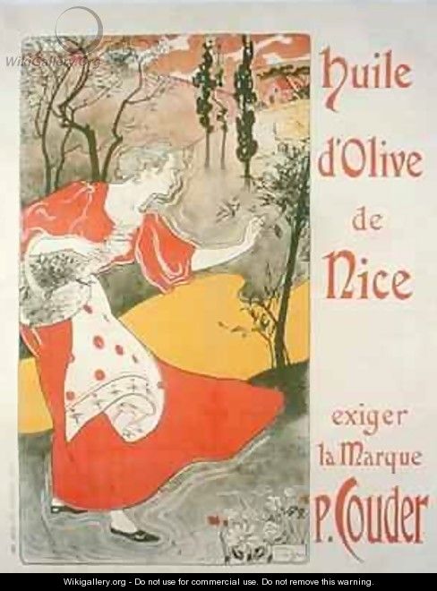 Poster advertising olive oil made by P Couder Nice - Foache