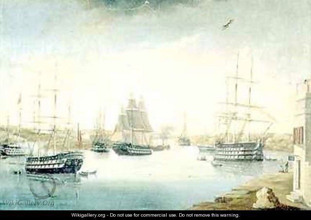 View from the Mahon Door from the Fonduco with Various Foreign Frigates - Joan Font