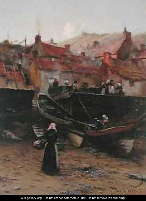 Quayside at Staithes Yorkshire - William Teulon Blandford Fletcher