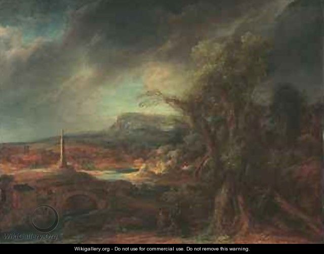 Landscape with Obelisk - Govert Teunisz. Flinck