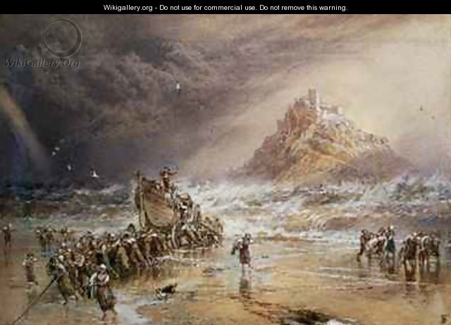 The Return of the Life Boat with St Michaels Mount in the Distance - Myles Birket Foster