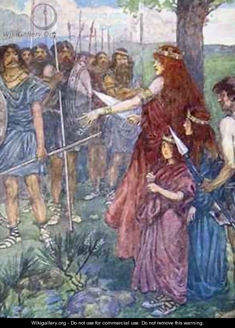Will you follow me men Boadicea spiriting her men to fight her daughters beside her - A.S. Forrest