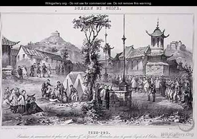 General Montaubans Quarters in the Great Pagoda at Tche Fou from The War in China - G.C. de Fortavion