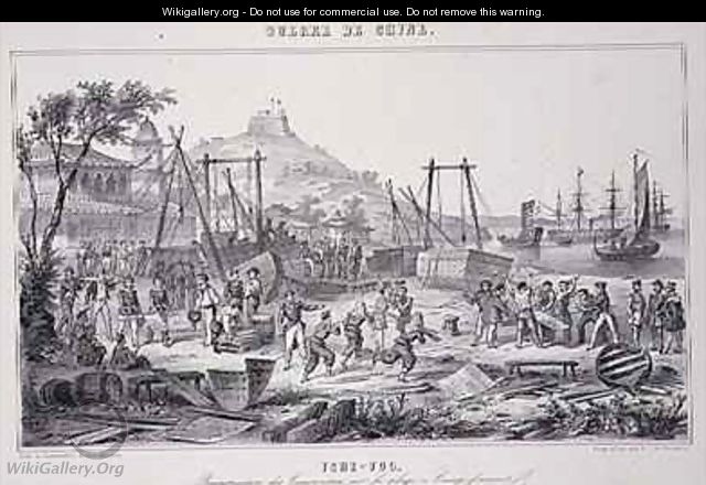 Reassembling Gunboats on the Beach of Tche Fou from The War in China - G.C. de Fortavion