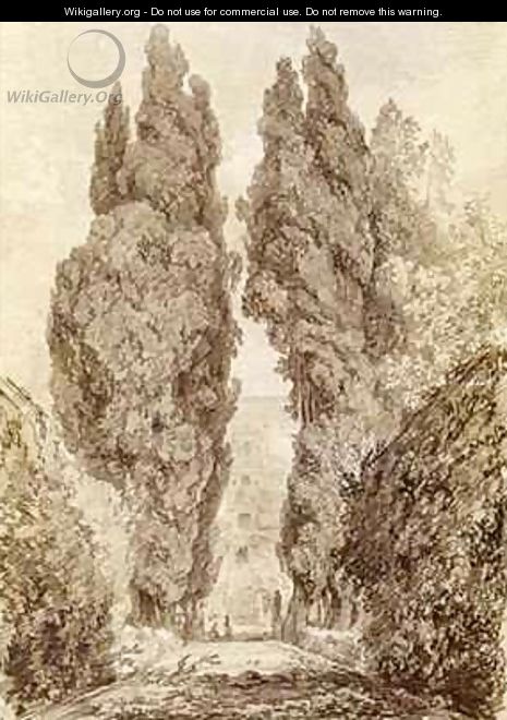 Large Cypresses at the Villa dEste - Jean-Honore Fragonard