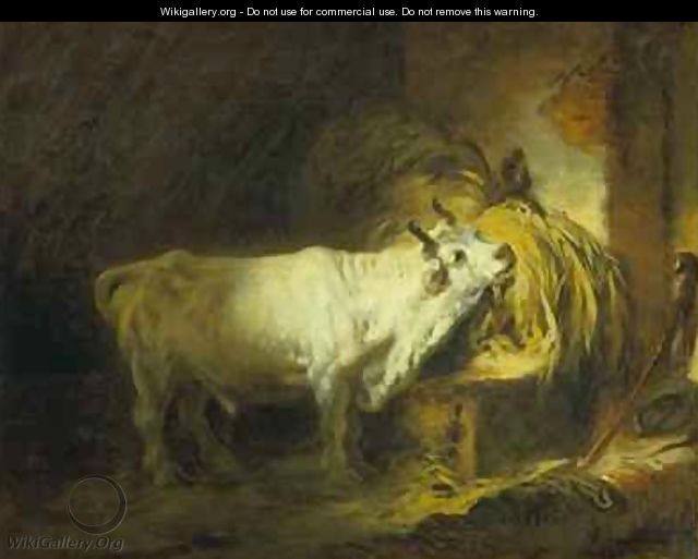 The White Bull in the Stable - Jean-Honore Fragonard