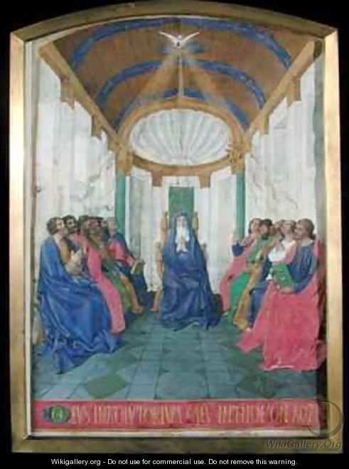 Pentecost from the Hours of the Cross and the Holy Spirit from the Hours of Etienne Chevalier - Jean Fouquet