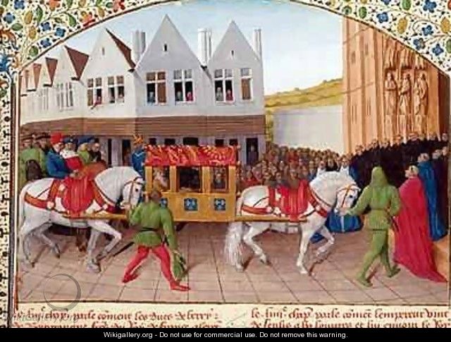 Arrival of Emperor Charles IV 1316-78 at the Basilica St Denis in 1378 - Jean Fouquet