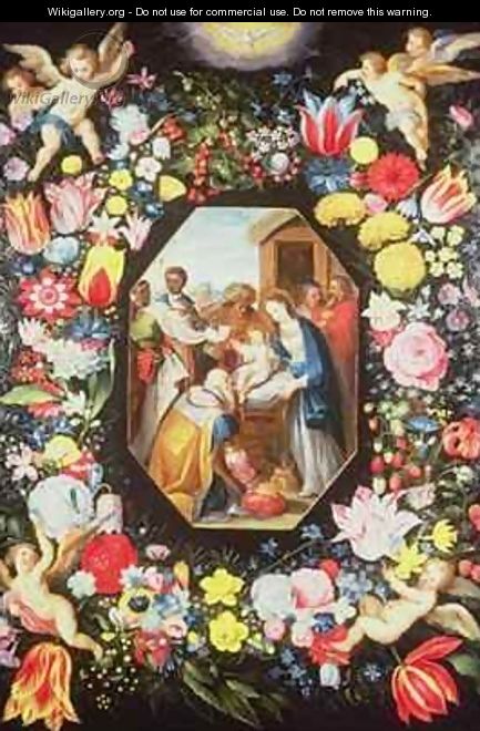 Adoration of the Magi Surrounded by a Garland of Flowers - Frans the younger Francken