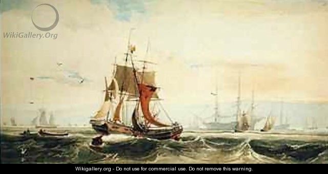 Shipping on the Medway Kent - Francois Louis Thomas Francia