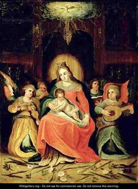 The Virgin Mary with Child and Music playing Angels - (after) Frans II the Younger