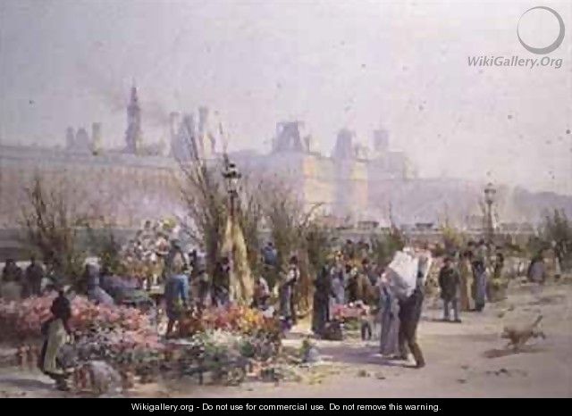 Flower Market by the Seine - Georges Fraipont