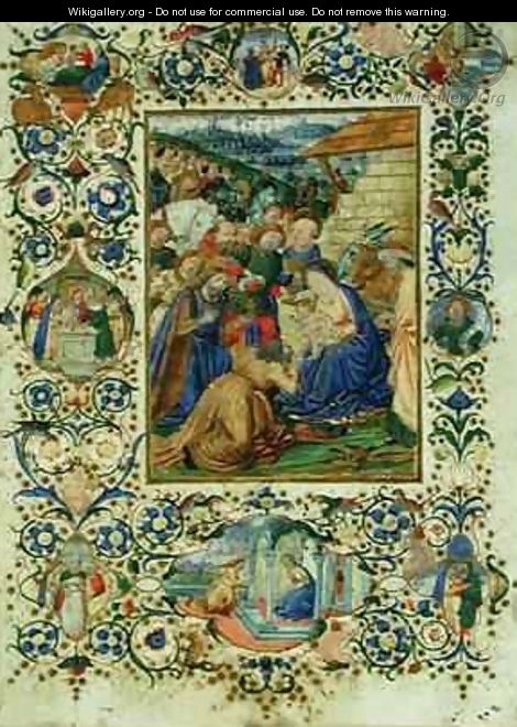 The Adoration of the Magi surrounded by medallions depicting episodes from the life of the Virgin and a prophet - d