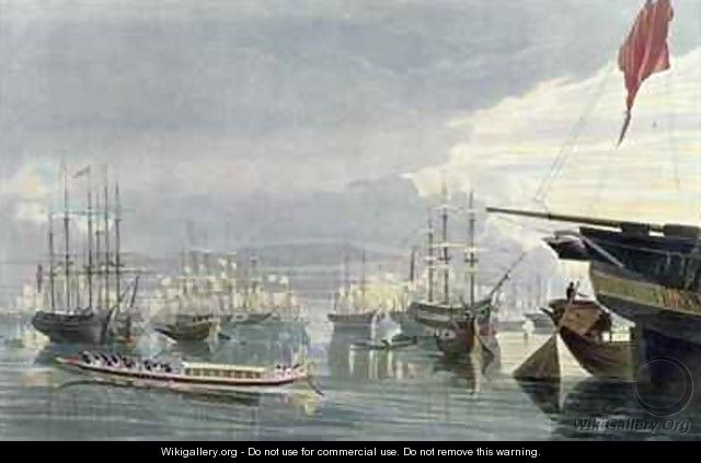 A View of the River Shipping and Town of Calcutta from near Smiths Dock - (after) Fraser, James Baillie