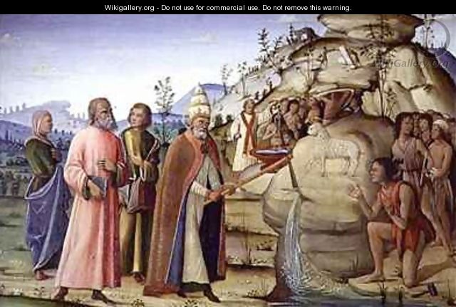 St Clement Striking the Rock below the Holy Lamb - Bernardino Fungai