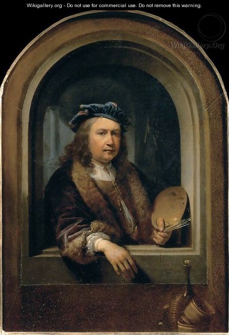 Self-Portrait with a Palette, in a Niche - Gerrit Dou