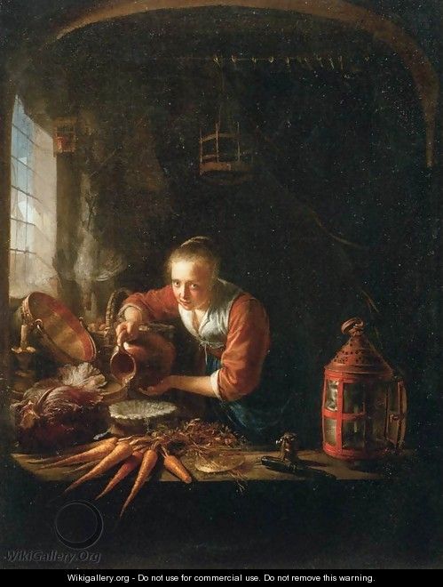 Woman Pouring Water into a Jar - Gerrit Dou