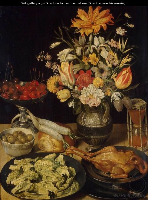 Still-Life with Flowers and Snacks - Georg Flegel