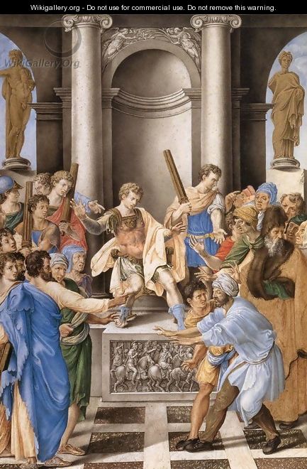 Elymas Struck Blind by St Paul before the Proconsul Sergius Paulus - Giorgio-Giulio Clovio