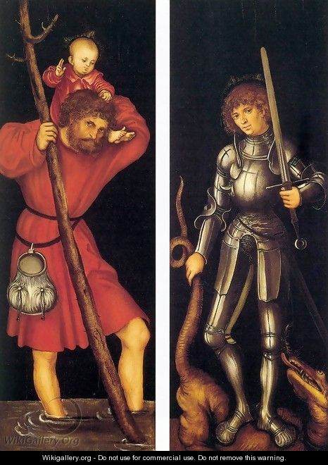 Sts Christopher and George (outer side) - Lucas The Elder Cranach