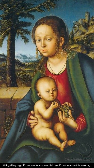 Virgin and Child with a Bunch of Grapes - Lucas The Elder Cranach