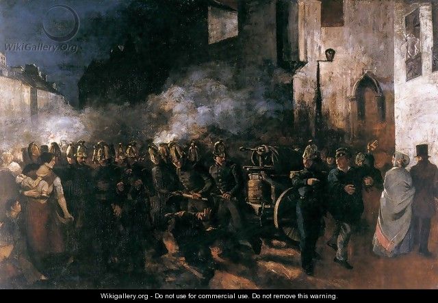 Firemen Running to a Fire - Gustave Courbet