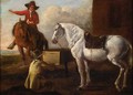 Young Artist Painting a Horse and Rider - Abraham Van Calraet