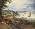 River Landscape with Lumbermen - Jan The Elder Brueghel