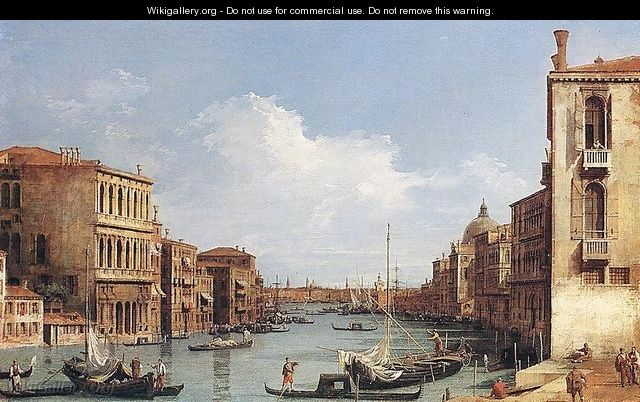 The Grand Canal from Campo San Vio towards the Bacino - (Giovanni Antonio Canal) Canaletto