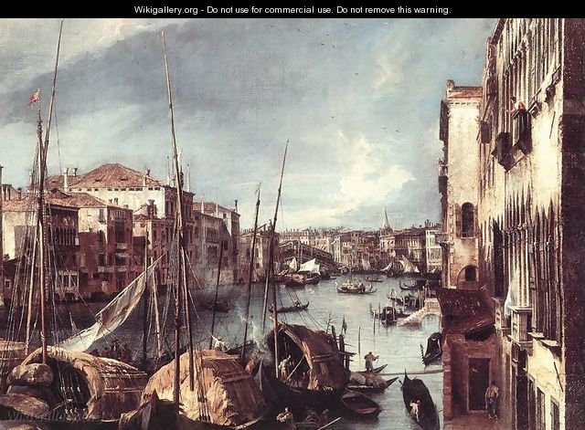 The Grand Canal with the Rialto Bridge in the Background (detail) 2 - (Giovanni Antonio Canal) Canaletto