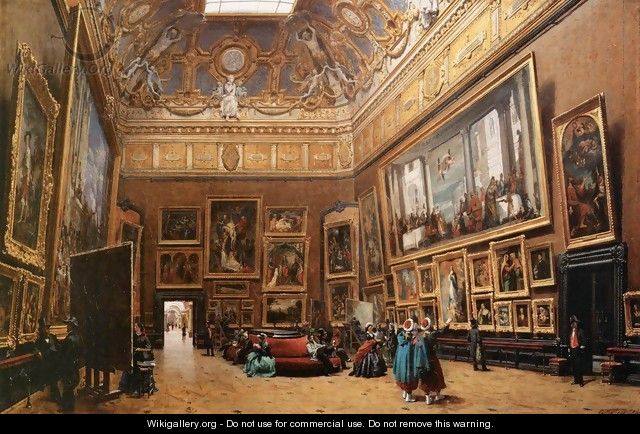 View of the Grand Salon Carre in the Louvre - Giuseppe Castiglione