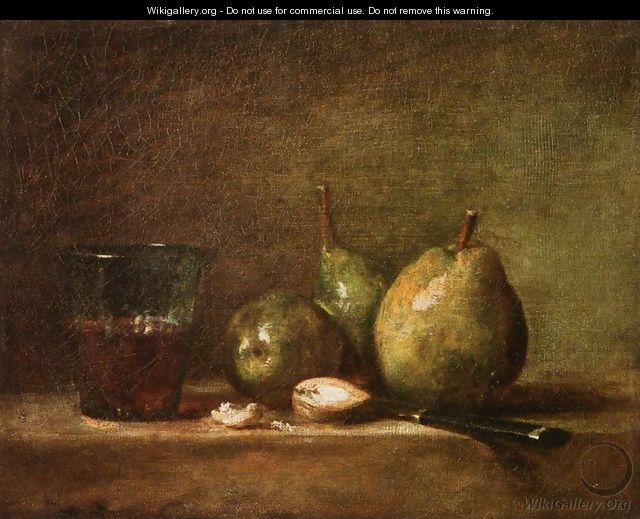 Pears, Walnuts and Glass of Wine - Jean-Baptiste-Simeon Chardin