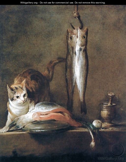 Still-Life with Cat and Fish - Jean-Baptiste-Simeon Chardin